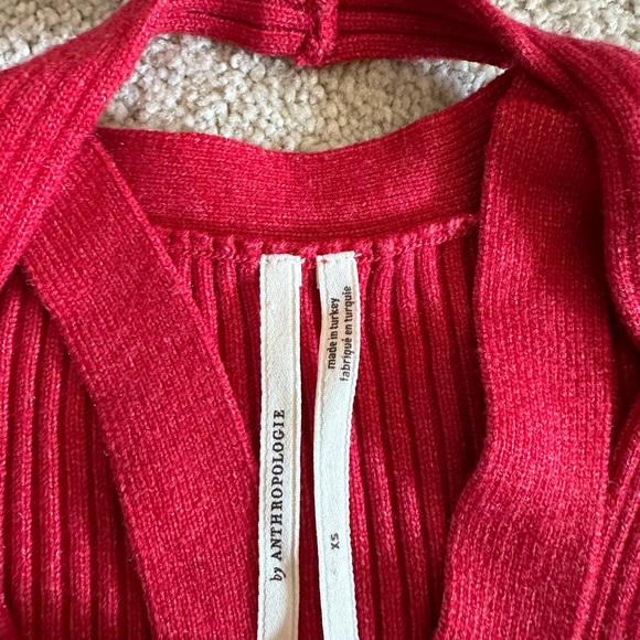 Red Ribbed Button-Up Cardigan - Picture 4 of 6